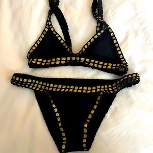 Kiini Black and Gold Bikini Bottom